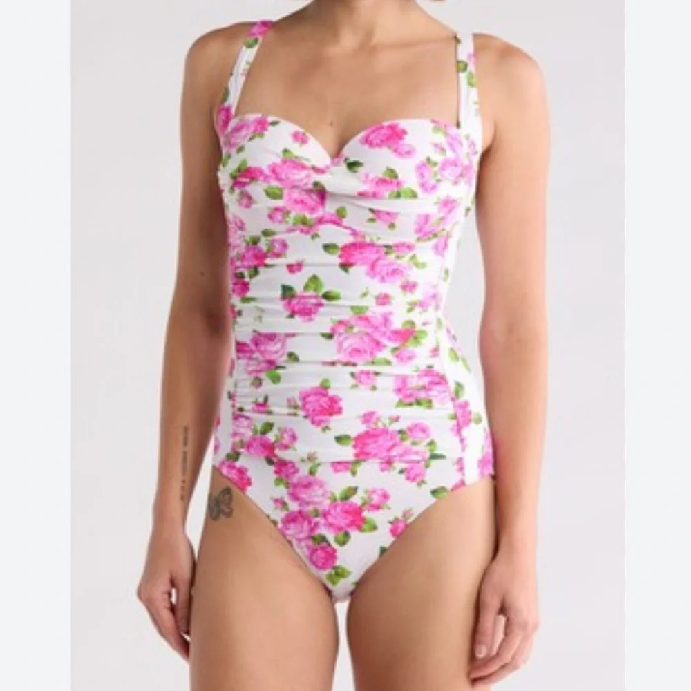 Betsey Johnson Pink Floral One Piece Swimsuit